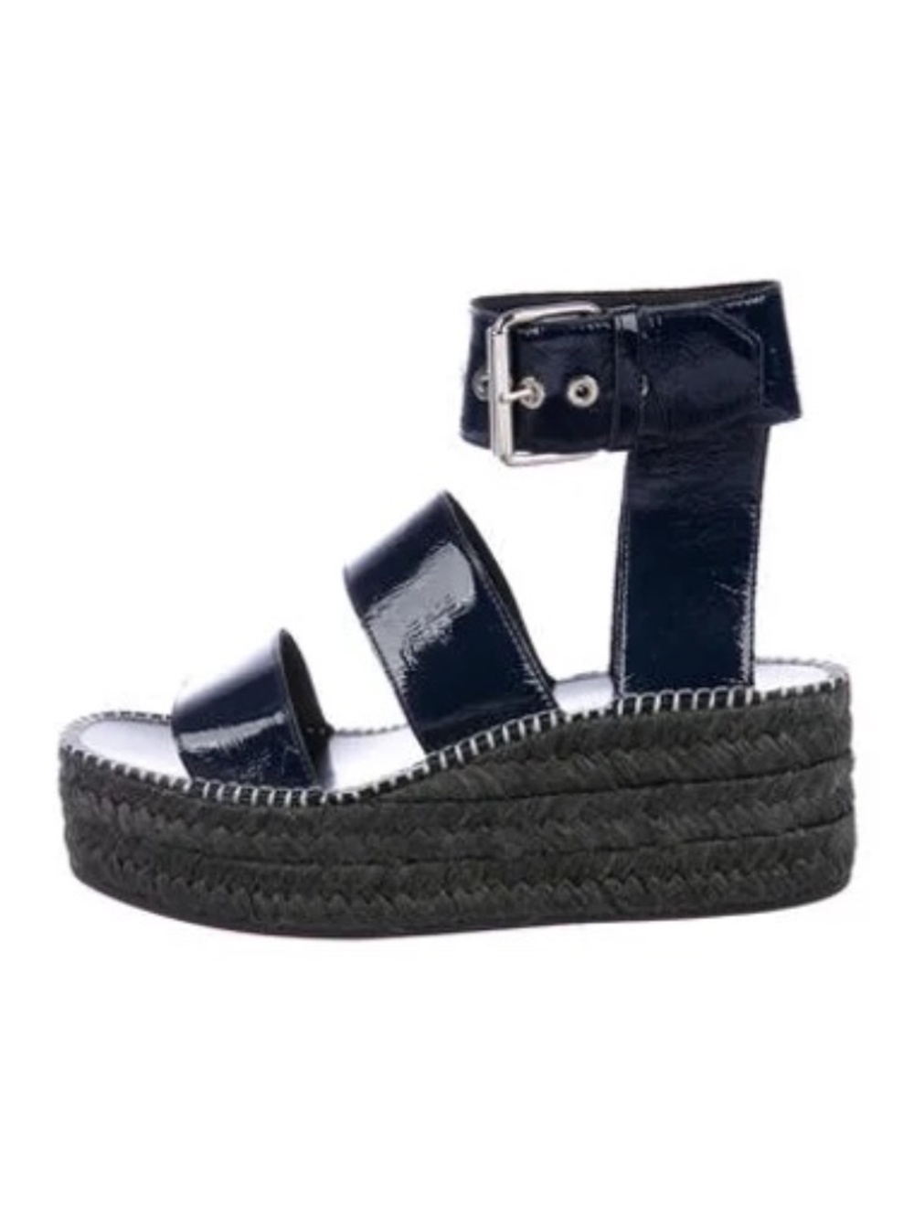rag & bone Navy Patent Leather Espadrille Wedge Platform Sandal EU-39 US 8.5-9